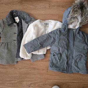OshKosh B'gosh Gray Kids Jacket with Faux Fur Hood